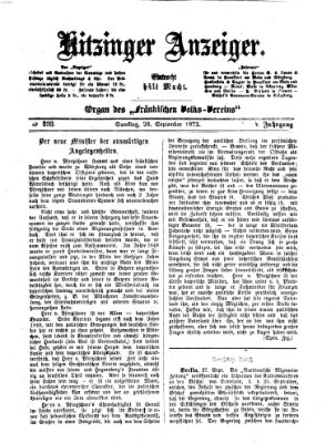 Kitzinger Anzeiger Samstag 28. September 1872