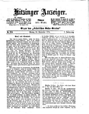 Kitzinger Anzeiger Montag 30. September 1872