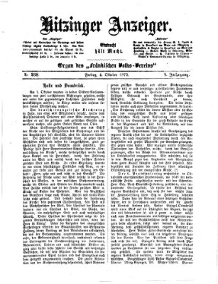 Kitzinger Anzeiger Freitag 4. Oktober 1872