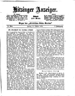 Kitzinger Anzeiger Freitag 11. Oktober 1872