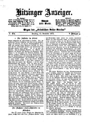 Kitzinger Anzeiger Dienstag 12. November 1872