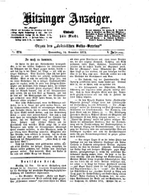 Kitzinger Anzeiger Donnerstag 14. November 1872