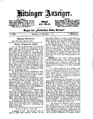 Kitzinger Anzeiger Samstag 16. November 1872