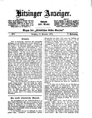 Kitzinger Anzeiger Dienstag 19. November 1872