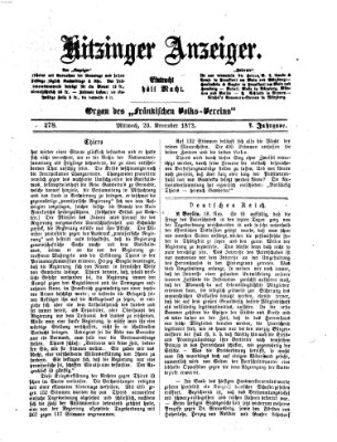 Kitzinger Anzeiger Mittwoch 20. November 1872