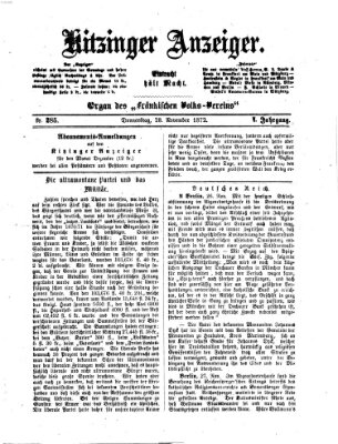 Kitzinger Anzeiger Donnerstag 28. November 1872