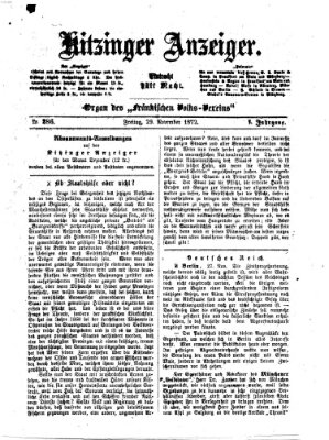 Kitzinger Anzeiger Freitag 29. November 1872