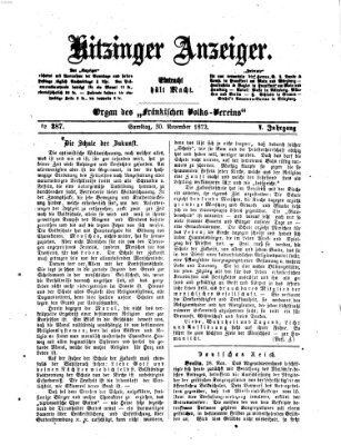 Kitzinger Anzeiger Samstag 30. November 1872