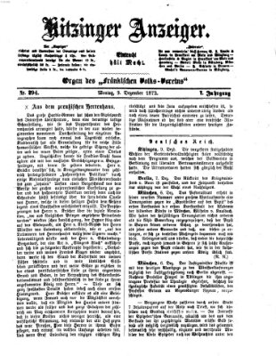 Kitzinger Anzeiger Montag 9. Dezember 1872