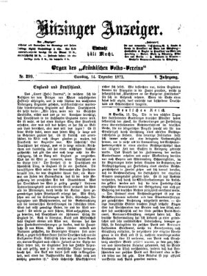 Kitzinger Anzeiger Samstag 14. Dezember 1872