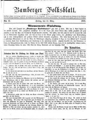 Bamberger Volksblatt Freitag 22. März 1872