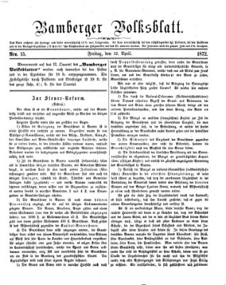 Bamberger Volksblatt Freitag 12. April 1872