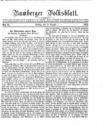 Bamberger Volksblatt Freitag 30. August 1872