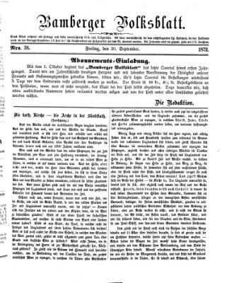 Bamberger Volksblatt Freitag 20. September 1872