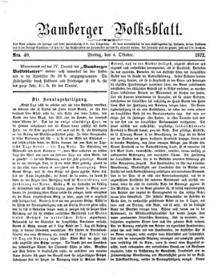 Bamberger Volksblatt Freitag 4. Oktober 1872