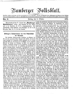 Bamberger Volksblatt Freitag 11. Oktober 1872