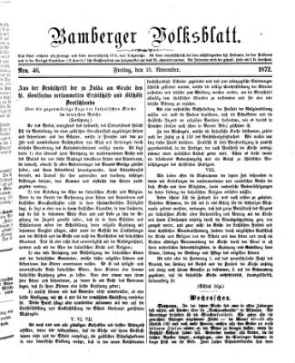 Bamberger Volksblatt Freitag 15. November 1872