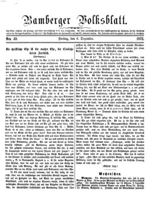 Bamberger Volksblatt Freitag 6. Dezember 1872