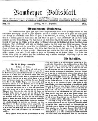 Bamberger Volksblatt Freitag 27. Dezember 1872