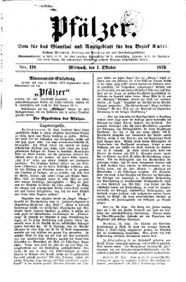 Pfälzer Mittwoch 1. Oktober 1873