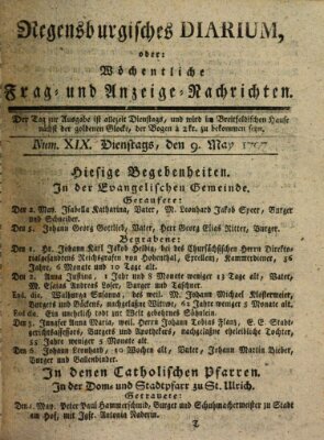 Regensburgisches Diarium oder wöchentliche Frag- und Anzeige-Nachrichten (Regensburger Wochenblatt) Dienstag 9. Mai 1797