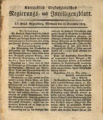 Kurfürstlich-Erzkanzlerisches Regierungs- und Intelligenzblatt (Regensburger Wochenblatt) Mittwoch 28. Dezember 1803