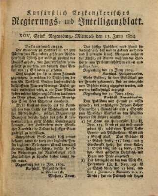 Kurfürstlich-Erzkanzlerisches Regierungs- und Intelligenzblatt (Regensburger Wochenblatt) Mittwoch 13. Juni 1804