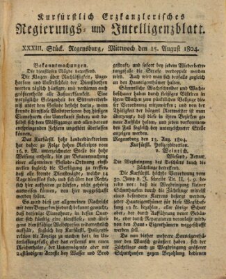 Kurfürstlich-Erzkanzlerisches Regierungs- und Intelligenzblatt (Regensburger Wochenblatt) Mittwoch 15. August 1804