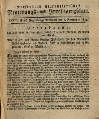 Kurfürstlich-Erzkanzlerisches Regierungs- und Intelligenzblatt (Regensburger Wochenblatt) Mittwoch 5. September 1804