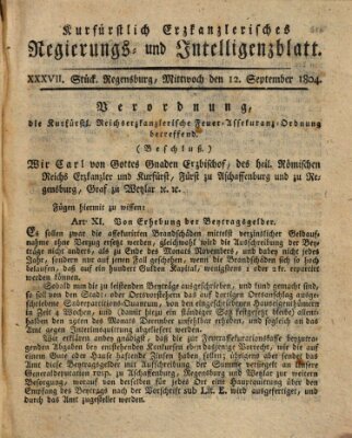 Kurfürstlich-Erzkanzlerisches Regierungs- und Intelligenzblatt (Regensburger Wochenblatt) Mittwoch 12. September 1804