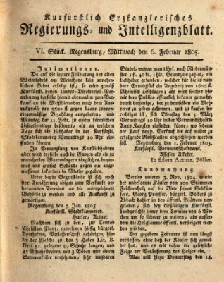 Kurfürstlich-Erzkanzlerisches Regierungs- und Intelligenzblatt (Regensburger Wochenblatt) Mittwoch 6. Februar 1805