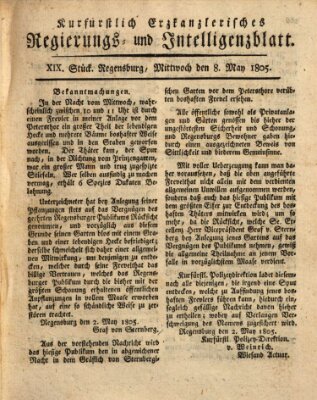 Kurfürstlich-Erzkanzlerisches Regierungs- und Intelligenzblatt (Regensburger Wochenblatt) Mittwoch 8. Mai 1805