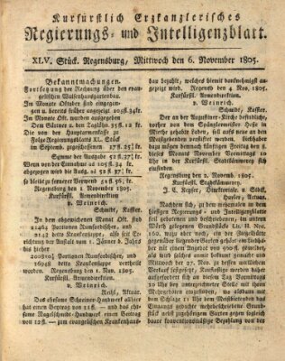 Kurfürstlich-Erzkanzlerisches Regierungs- und Intelligenzblatt (Regensburger Wochenblatt) Mittwoch 6. November 1805