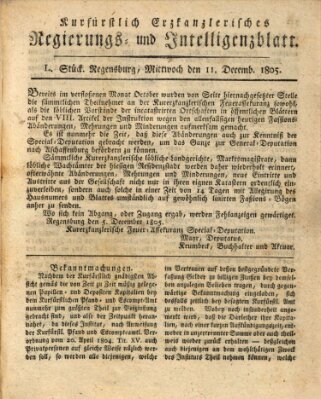 Kurfürstlich-Erzkanzlerisches Regierungs- und Intelligenzblatt (Regensburger Wochenblatt) Mittwoch 11. Dezember 1805