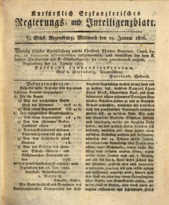 Kurfürstlich-Erzkanzlerisches Regierungs- und Intelligenzblatt (Regensburger Wochenblatt) Mittwoch 29. Januar 1806