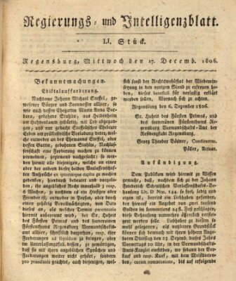 Regierungs- und Intelligenzblatt (Regensburger Wochenblatt) Mittwoch 17. Dezember 1806