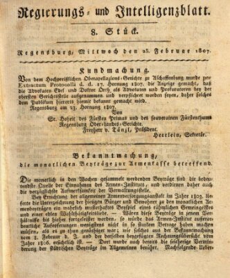 Regierungs- und Intelligenzblatt (Regensburger Wochenblatt) Mittwoch 25. Februar 1807