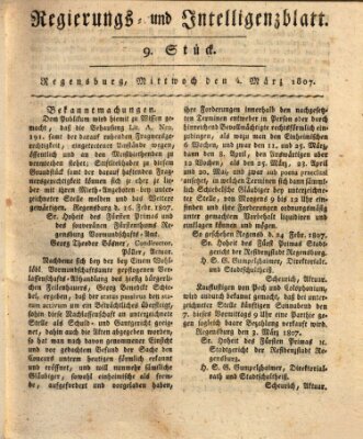 Regierungs- und Intelligenzblatt (Regensburger Wochenblatt) Mittwoch 4. März 1807