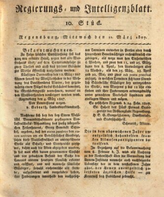 Regierungs- und Intelligenzblatt (Regensburger Wochenblatt) Mittwoch 11. März 1807