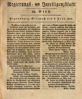 Regierungs- und Intelligenzblatt (Regensburger Wochenblatt) Mittwoch 3. Juni 1807