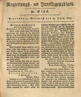 Regierungs- und Intelligenzblatt (Regensburger Wochenblatt) Mittwoch 29. Juli 1807