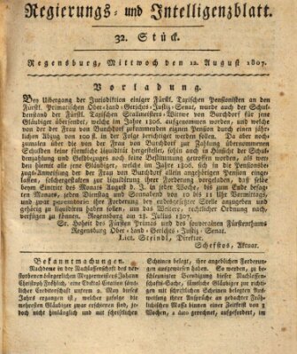 Regierungs- und Intelligenzblatt (Regensburger Wochenblatt) Mittwoch 12. August 1807