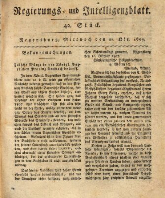 Regierungs- und Intelligenzblatt (Regensburger Wochenblatt) Mittwoch 21. Oktober 1807