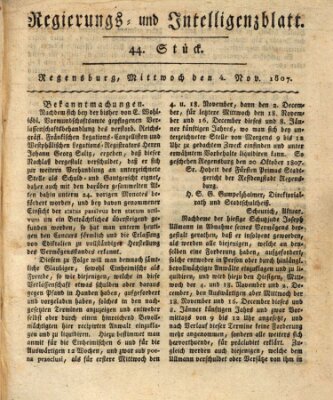 Regierungs- und Intelligenzblatt (Regensburger Wochenblatt) Mittwoch 4. November 1807