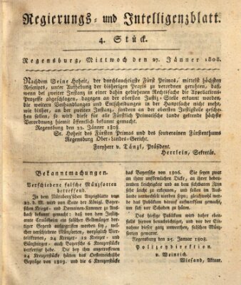 Regierungs- und Intelligenzblatt (Regensburger Wochenblatt) Mittwoch 27. Januar 1808