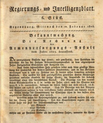 Regierungs- und Intelligenzblatt (Regensburger Wochenblatt) Mittwoch 10. Februar 1808