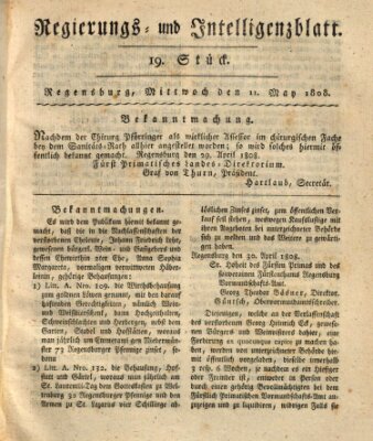 Regierungs- und Intelligenzblatt (Regensburger Wochenblatt) Mittwoch 11. Mai 1808