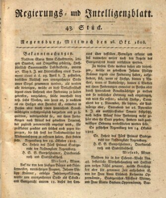 Regierungs- und Intelligenzblatt (Regensburger Wochenblatt) Mittwoch 26. Oktober 1808