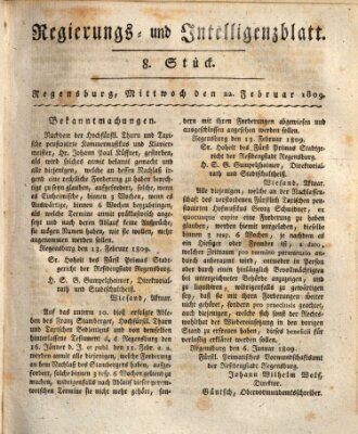 Regierungs- und Intelligenzblatt (Regensburger Wochenblatt) Mittwoch 22. Februar 1809