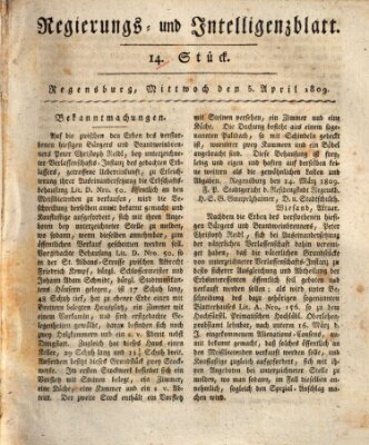 Regierungs- und Intelligenzblatt (Regensburger Wochenblatt) Mittwoch 5. April 1809